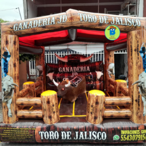 Toro mecanico piel con efectis y colchón con techito